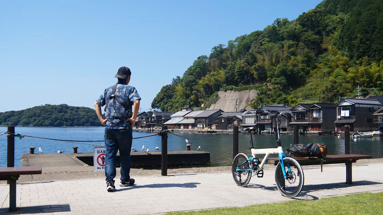 Traditional boat houses of Ine village along the water - distinctive architecture