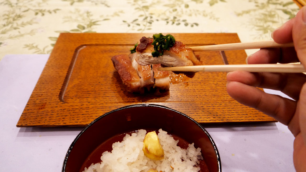 Autumn Nagano cuisine - fresh soba noodles with local vegetables and mushrooms