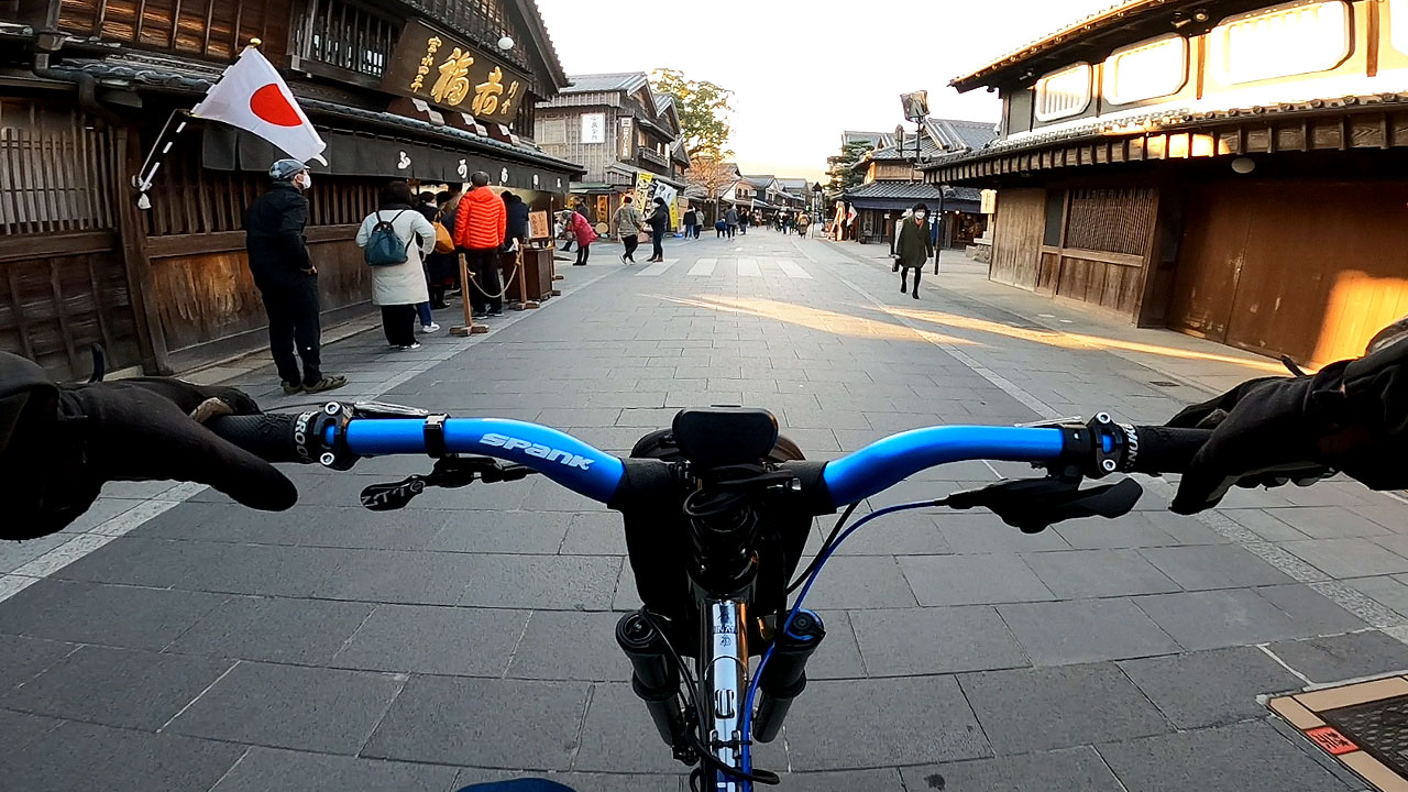 Okage Yokocho shopping street near Ise Jingu Shrine - crowded with tourists during holiday weekend