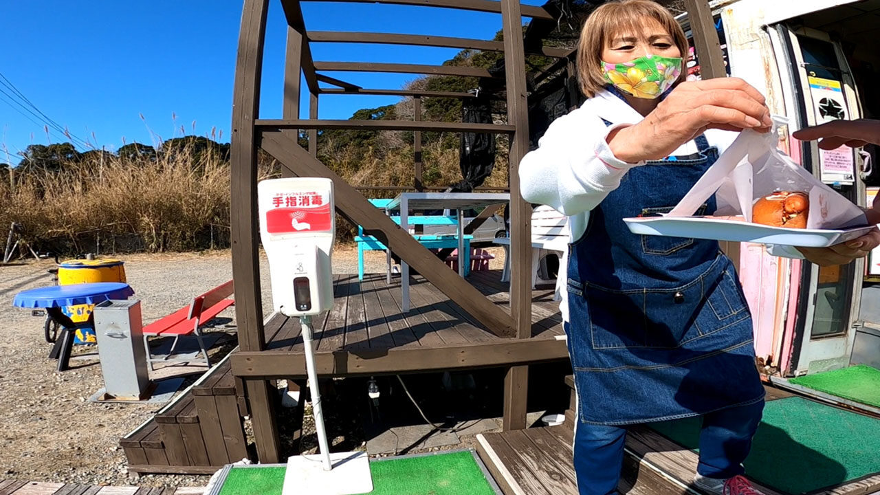 Famous Mamadog hotdog stand at Shikanoshima