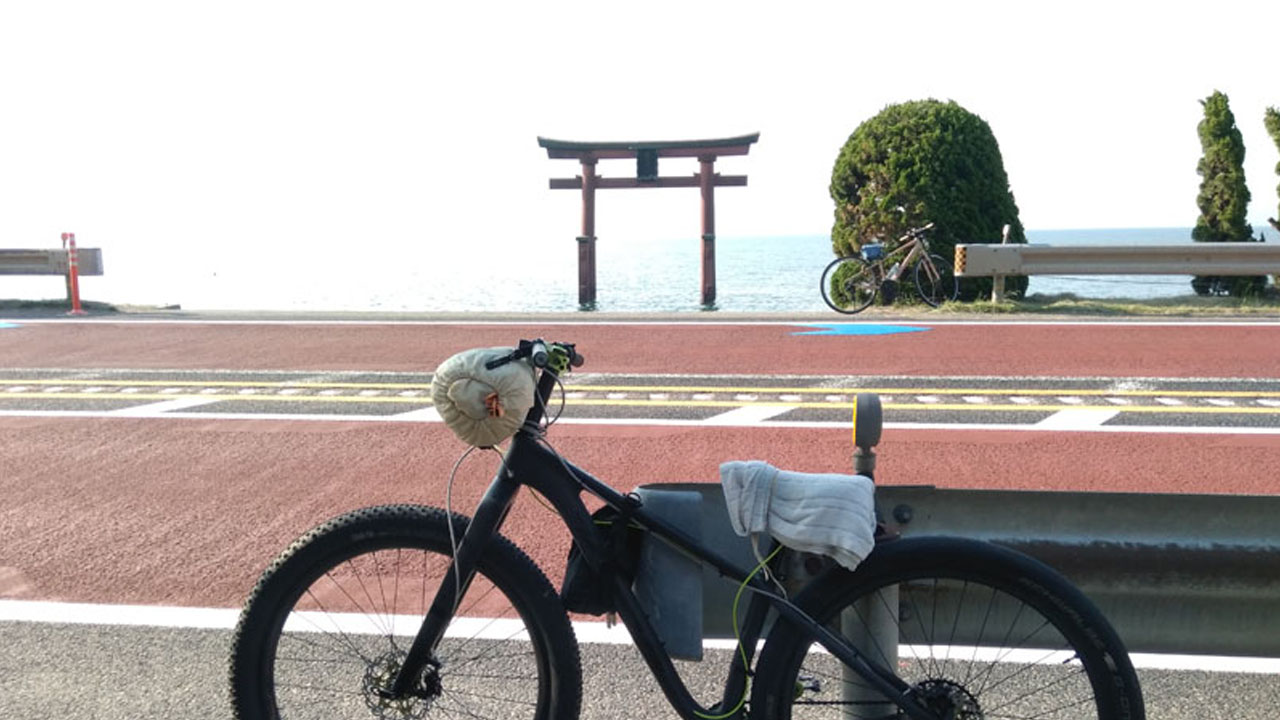 Shirahige Shrine torii gate - one of few Lake West attractions