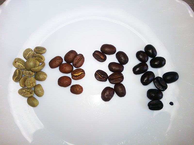コーヒー豆の焙煎の段階