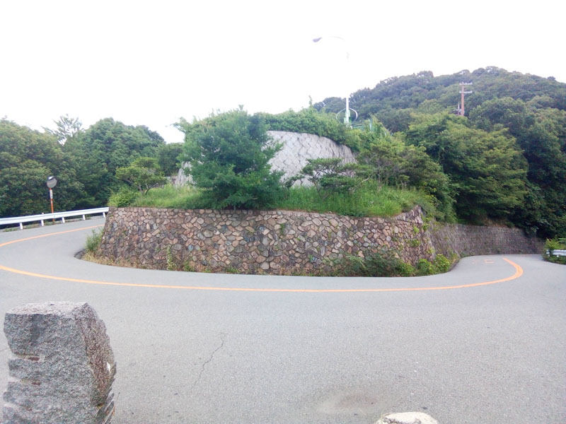 五月山秀望台前のヘアピン