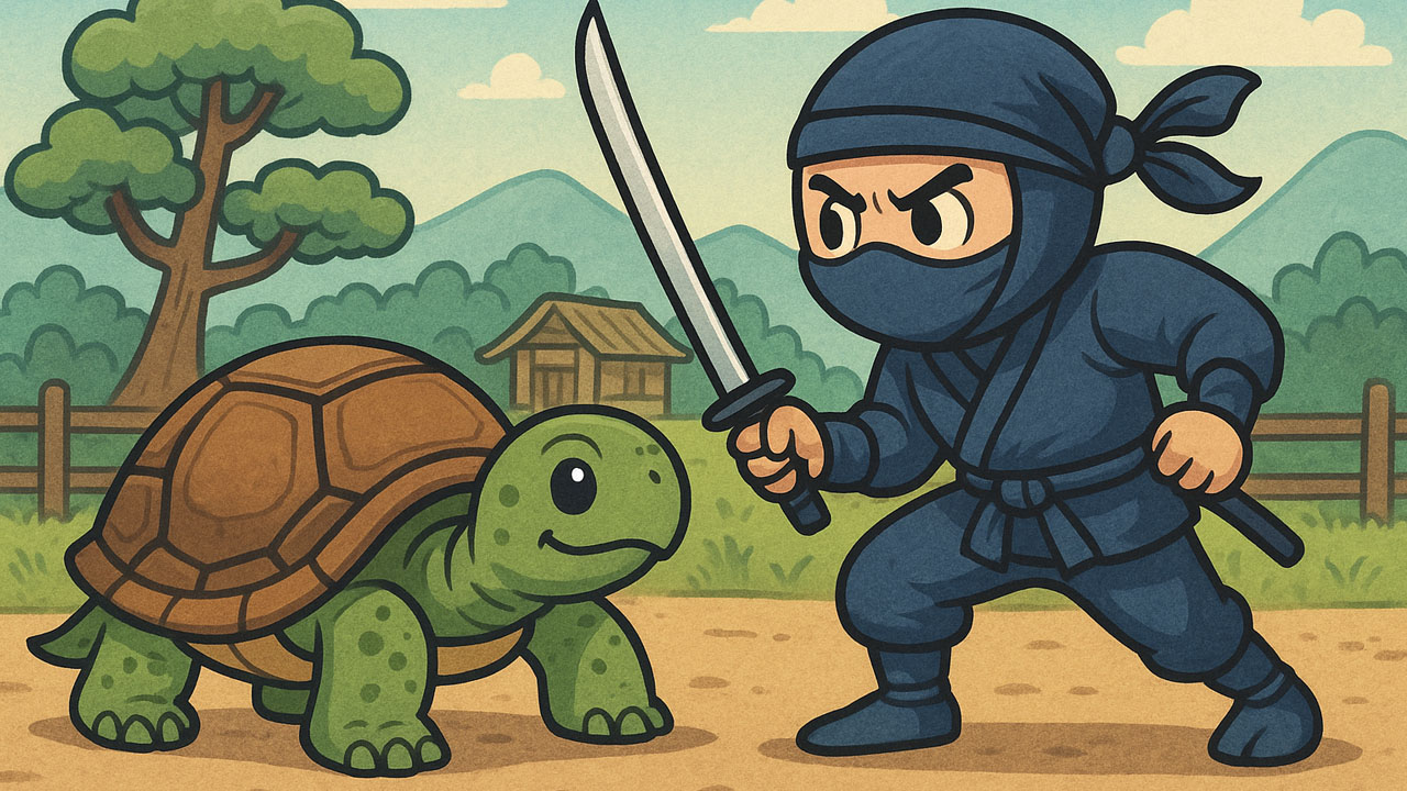 カメと忍者のイラスト